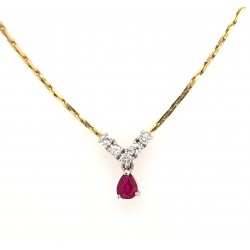 Pre Owned 18ct Ruby and Diamond Necklet ZX568
